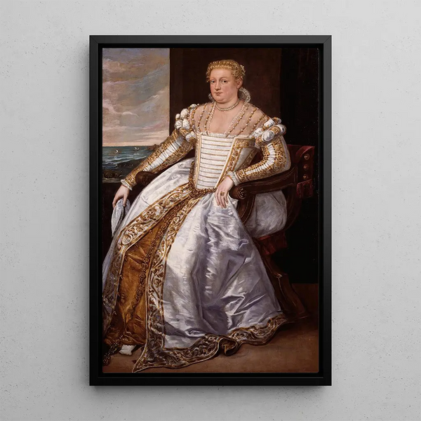 Portrait af en dame - Giovanni Antonio Fasolo — indrammet kunstværk på væggen
