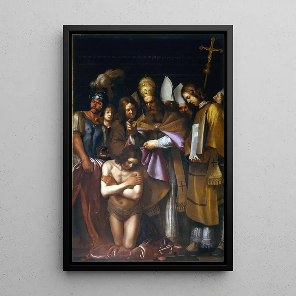 Konstantins dåb - Giovanni Antonio Galli — indrammet kunstværk på væggen