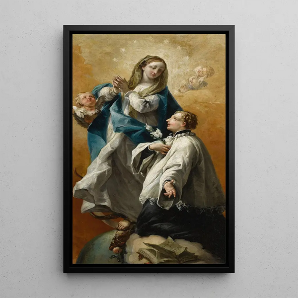 La Vierge en gloire avec Saint Louis de Gonzague - Giovanni Battista Canal — indrammet kunstværk på væggen