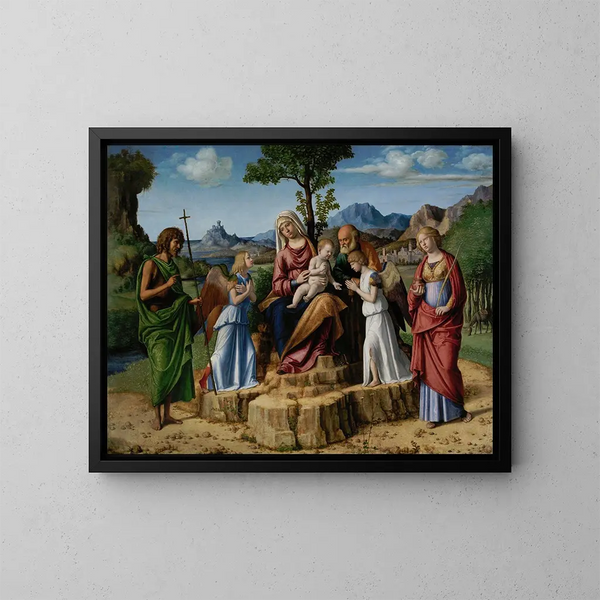 Le repos pendant la fuite en Égypte - Giovanni Battista Cima da Conegliano — indrammet kunstværk på væggen
