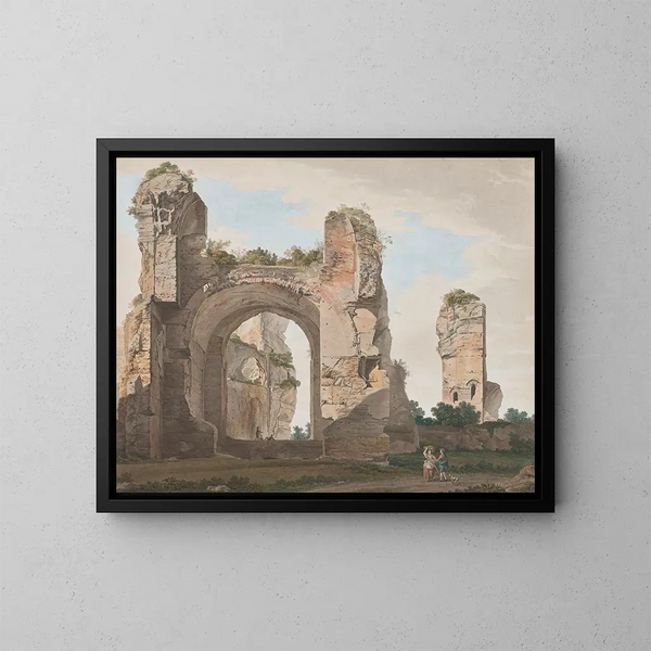 Vue des ruines des thermes de Caracalla - Giovanni Battista Lusieri — indrammet kunstværk på væggen