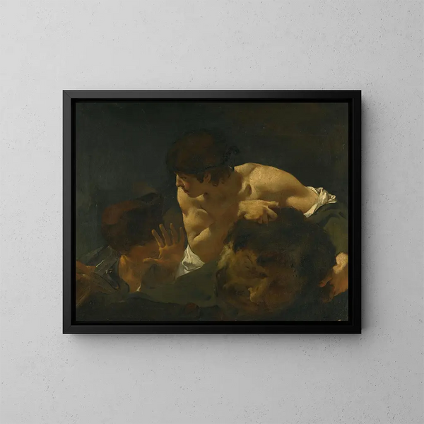 David og Goliat - Giovanni Battista Piazzetta — indrammet kunstværk på væggen