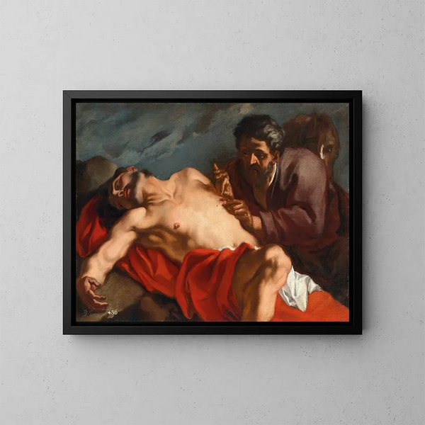 Le Bon Samaritain - Giovanni Battista Piazzetta — indrammet kunstværk på væggen