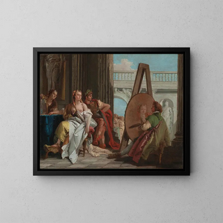 Alexandre den Store og Campaspe i Apelles' værksted - Giovanni Battista Tiepolo — indrammet kunstværk på væggen