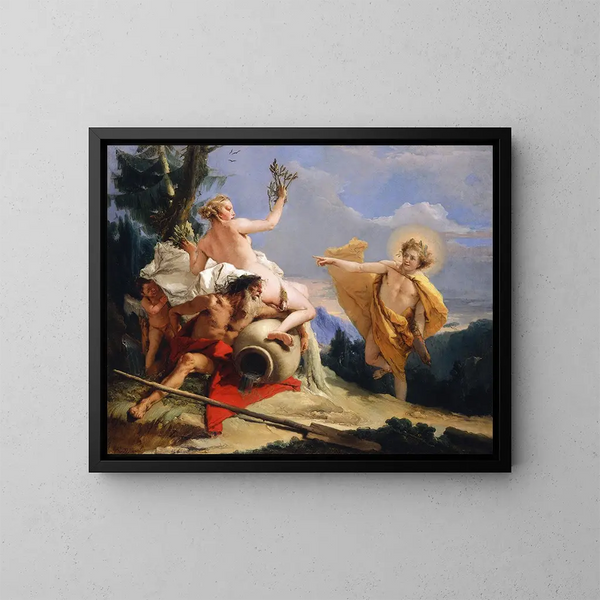 Apollon forfølger Daphné - Giovanni Battista Tiepolo — indrammet kunstværk på væggen