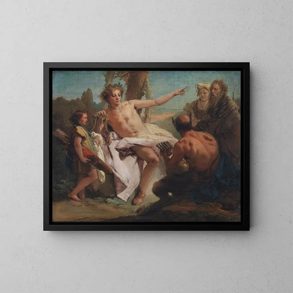 Apollon og Marsyas - Giovanni Battista Tiepolo — indrammet kunstværk på væggen