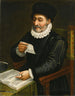 Portræt af en mand, der sidder ved et bord med en åben bog, der læser et brev - Giovanni Battista Trotti — visning af kunstværket