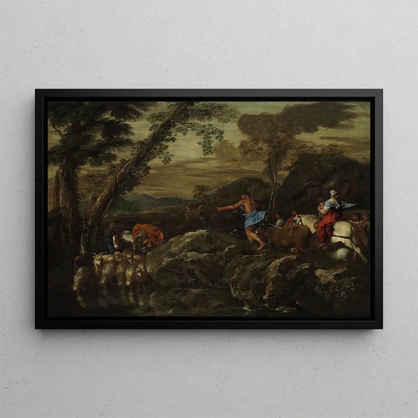 Le voyage de Jacob - Giovanni Benedetto Castiglione — indrammet kunstværk på væggen