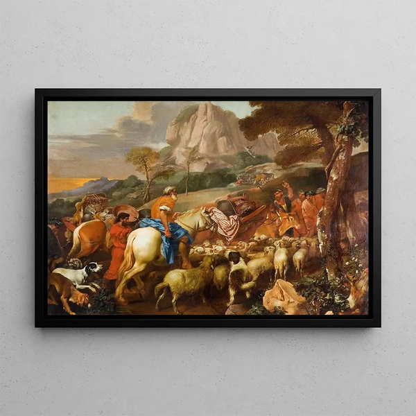 L'Ange apparaissant aux bergers - Giovanni Benedetto Castiglione — indrammet kunstværk på væggen