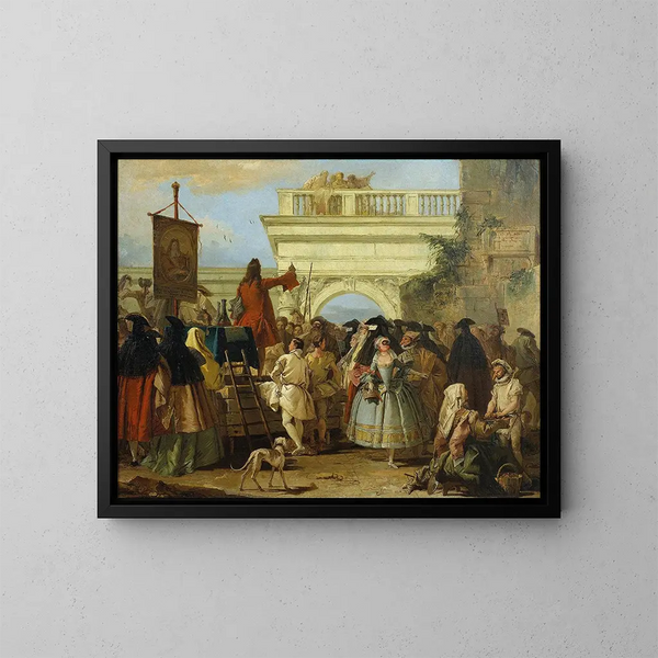 Le charlatan - Giovanni Domenico Tiepolo — indrammet kunstværk på væggen