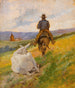 Buttero på hest og hvid muldyr - Giovanni Fattori — visning af kunstværket
