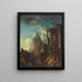 Et et afbildning af klassiske ruiner med Cestius-pyramiden i baggrunden - Giovanni Paolo Panini — indrammet kunstværk på væggen