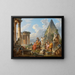 En fantasi med Sankt Paul prædiken til Romerne med Vesta-templet og Caius Cestius' pyramide - Giovanni Paolo Panini — indrammet kunstværk på væggen