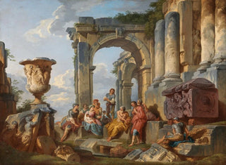 Giovanni Paolo Panini - A Capriccio with Saint Peter Preaching to the Romans.webp