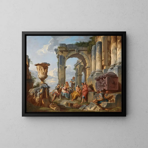 Et caprice med Sankt Peter prædiker for romerne - Giovanni Paolo Panini — indrammet kunstværk på væggen