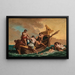 Marins, der redder en ung dreng, der driver i havet i en kurv - Giovanni Paolo Panini — indrammet kunstværk på væggen