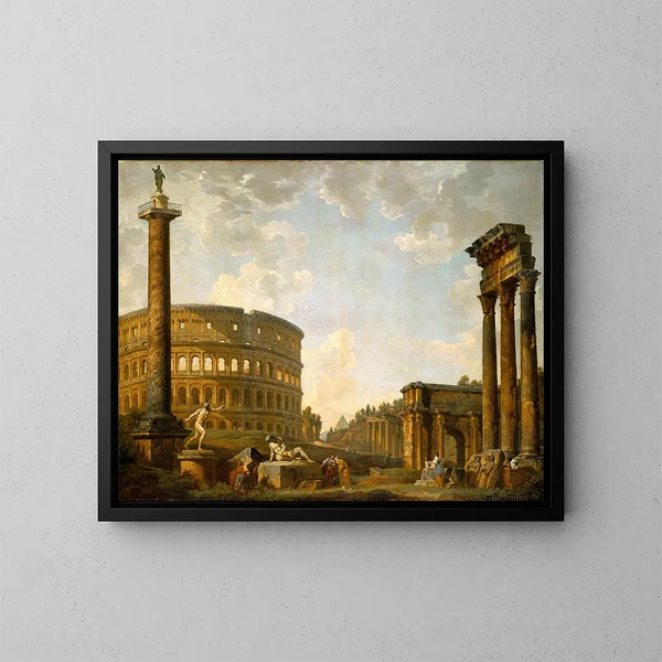 Caprice romain: Le Colisée og andre monumenter - Giovanni Paolo Panini — indrammet kunstværk på væggen