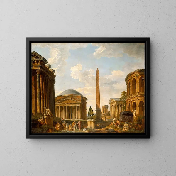 Roman Caprice: Le Panthéon et autres monuments - Giovanni Paolo Panini — indrammet kunstværk på væggen