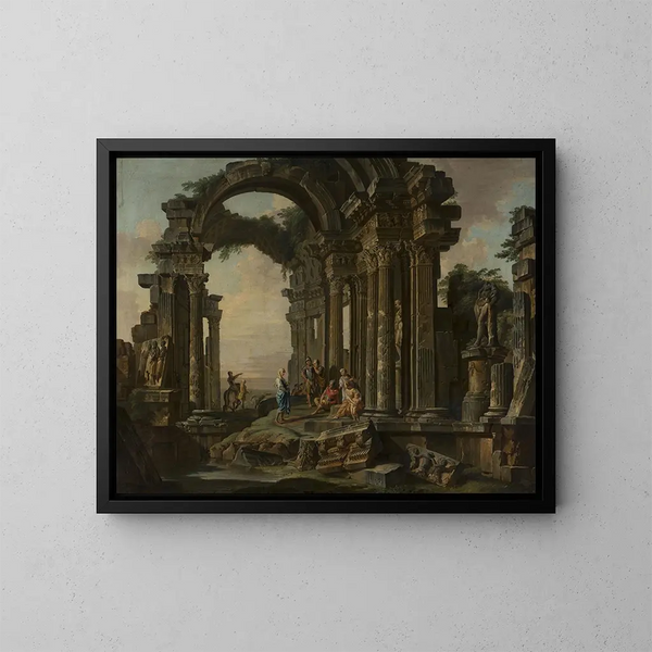 Ruins romaines - Giovanni Paolo Panini — indrammet kunstværk på væggen