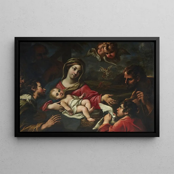 L'Adoration des bergers - Girolamo Troppa — indrammet kunstværk på væggen