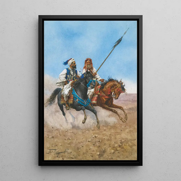 Les cavaliers arabes - Giulio Rosati — indrammet kunstværk på væggen