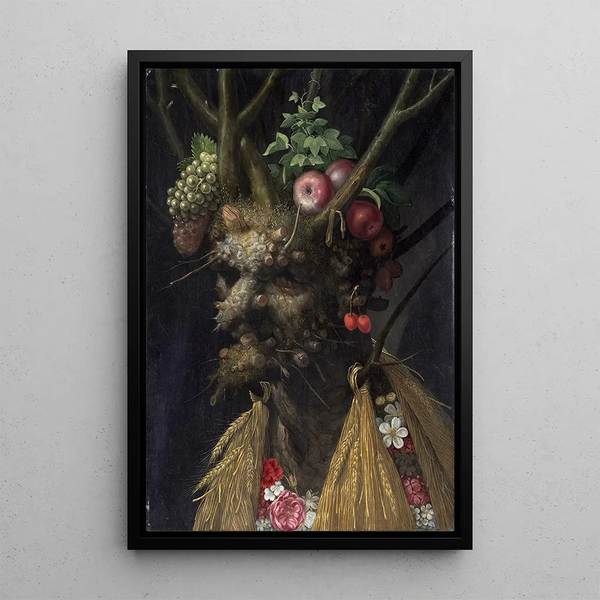 De fire årstider i ét hoved - Giuseppe Arcimboldo — indrammet kunstværk på væggen