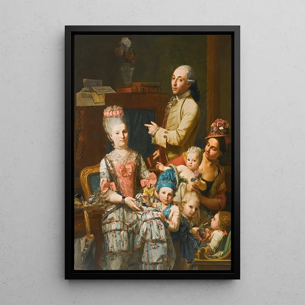 Portrait af Antonio Ghedini og hans familie - Giuseppe Baldrighi — indrammet kunstværk på væggen