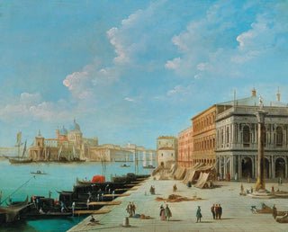 Le Molo set fra Zecca med Sankt Thaddæus' søjle i Venedig - Giuseppe Bernardino Bison — visning af kunstværket