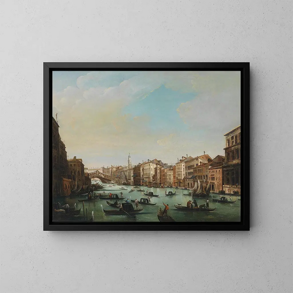 Venise, den Store Kanal med Rialto-broen - Giuseppe Bernardino Bison — indrammet kunstværk på væggen