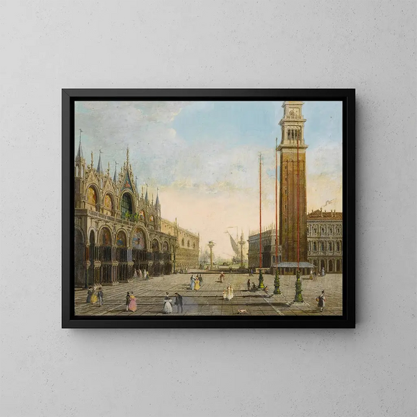 Vue de la plads Saint-Marc med Piazzetta og San Giorgio Maggiore i baggrunden - Giuseppe Bernardino Bison — indrammet kunstværk på væggen