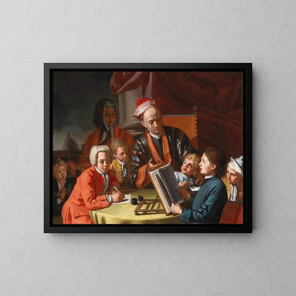 La Leçon - Giuseppe Bonito — indrammet kunstværk på væggen