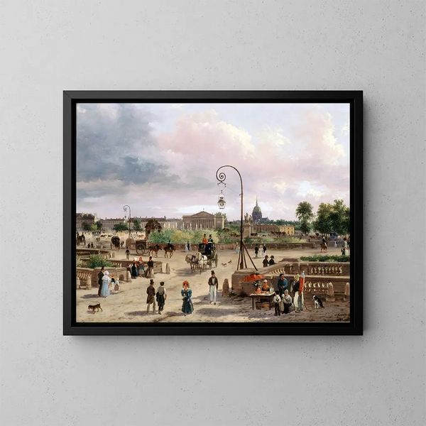 maleriet La place Louis XVI, place de la Concorde i 1829 - Giuseppe Canella — indrammet kunstværk på væggen