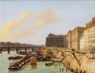 Paris, udsigt over Arts og Louvre-broen - Giuseppe Canella — visning af kunstværket