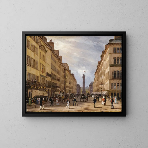 Paris, rue de la Paix, la place Vendôme, arrière-plan - Giuseppe Canella — indrammet kunstværk på væggen