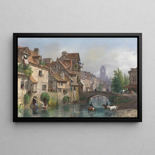 Vue de Rouen - Giuseppe Canella — indrammet kunstværk på væggen