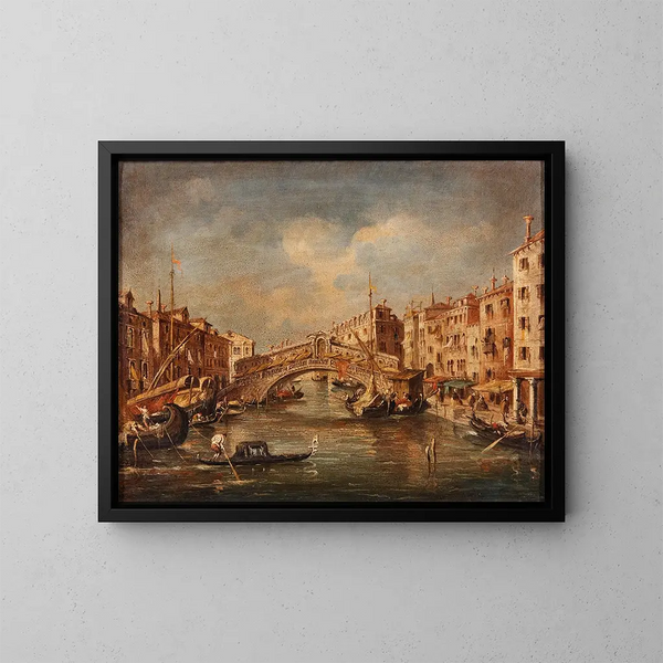 Venise, Rialto-broen - Giuseppe Ponga — indrammet kunstværk på væggen
