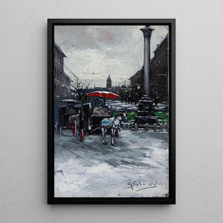 Giuseppe Solenghi - Veduta cittadina con carrozza.webp