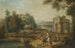 Landskabsmaleri med en romersk ruin og personer, der hviler ved en bæk - Giuseppe Zais — visning af kunstværket