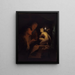 "Young man and woman studying a Venus statue by lamplight" af Godfried Schalcken — indrammet kunstværk på væggen