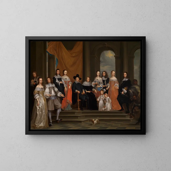 Portrait af familien - Gonzales Coques — indrammet kunstværk på væggen