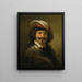 En ung mand med krave og en hat med fjer - Govert Flinck — indrammet kunstværk på væggen