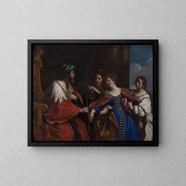 Esther foran Assuérus - Guercino — indrammet kunstværk på væggen