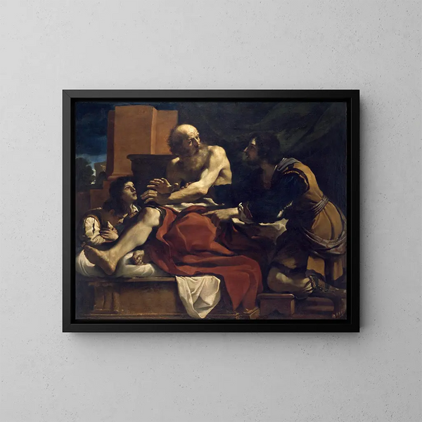 Guercino | Kunsttryk af Jacob, der velsigner Jakobs sønner | Maleri — indrammet kunstværk på væggen