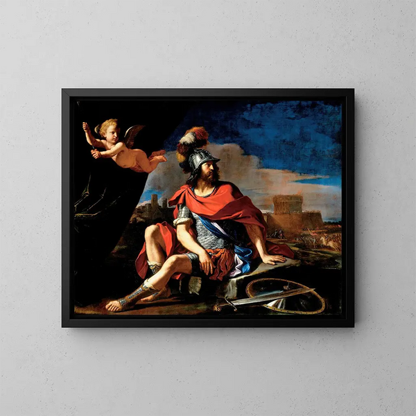 Mars med Amor - Guercino — indrammet kunstværk på væggen