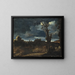 Landskabsmaleri ved måneskin - Guercino — indrammet kunstværk på væggen