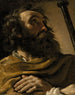 Guercino | Kunsttryk af Saint Alexis i en brun shawl, der holder en stok — visning af kunstværket