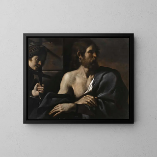 Saint Jean-Baptiste en fængsel besøgt af Salomé - Guercino — indrammet kunstværk på væggen