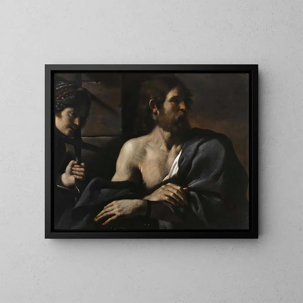 Saint Jean-Baptiste en fængsel besøgt af Salomé - Guercino — indrammet kunstværk på væggen