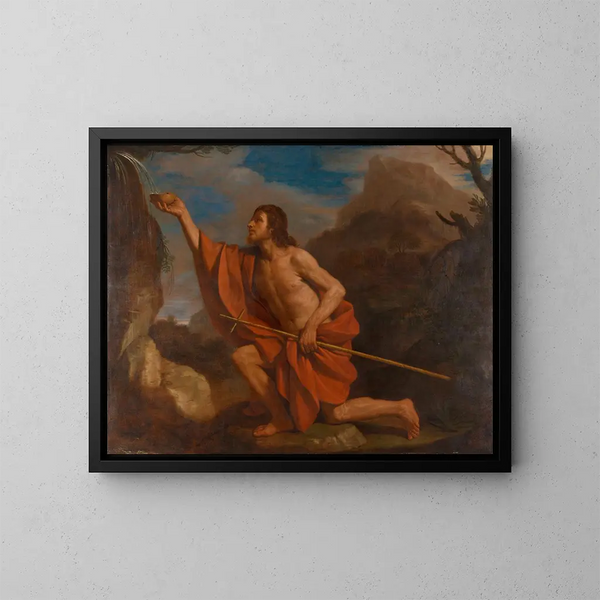 Sankt Johannes Døberen i ørkenen - Guercino — indrammet kunstværk på væggen