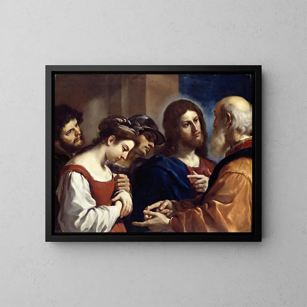 La femme adultère - Guercino — indrammet kunstværk på væggen